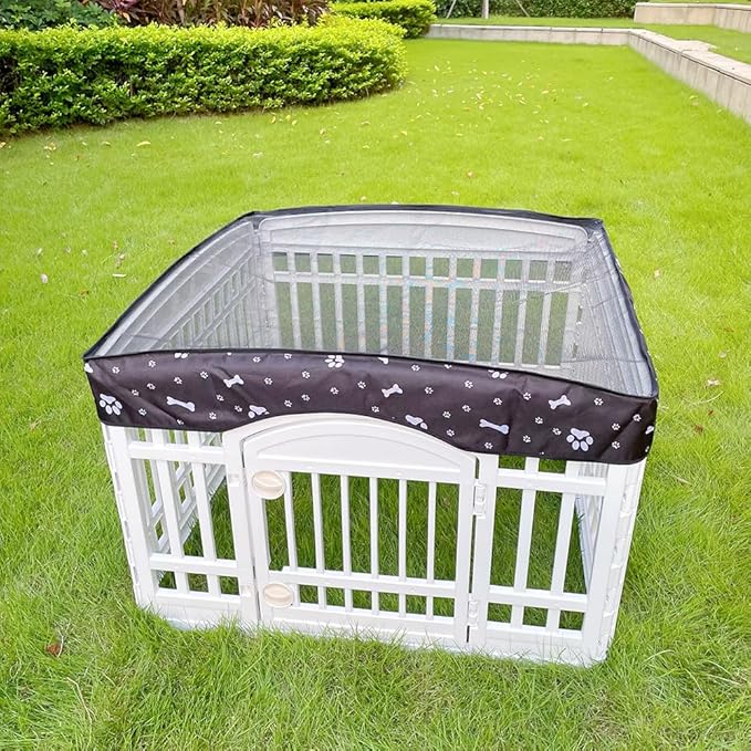 Dog Playpen Mesh Top Cover for 36" Inch Pet Playpen with 4 Panels, Dog Crate Cover Pet Tent Puppy Play Pen Cover, Ideal for Indoor/Outdoor Use. Note: Playpen Not Included (Black)