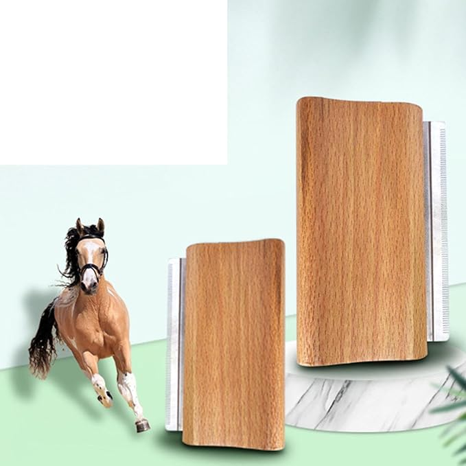 Dog Brush for Shedding, Pet Hair Removal Tool, Cat Grooming Supplies, Wooden Handle Pet Shedding Comb Combs for Dogs, Cats & Horses (Medium)