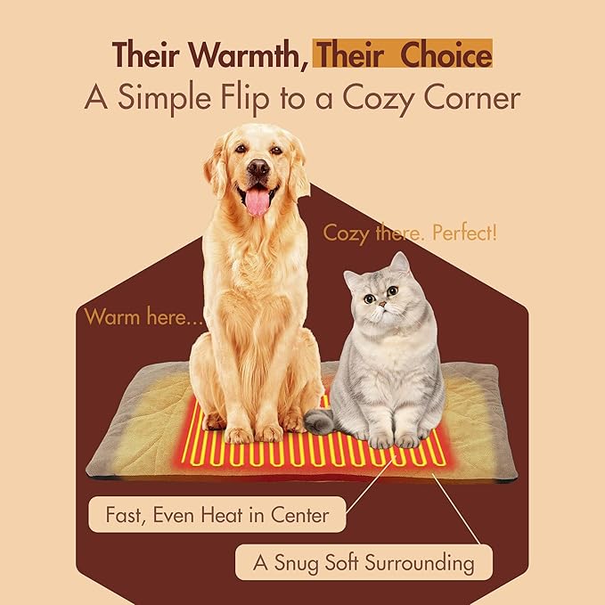 Dog Heating Pad (56"x40") - Waterproof Electric Heated Mat & Pet Bed for Indoor and Outdoor Use, Chew Resistant Cord, Machine Washable Cover with Wheat Pattern Quilting, for Cats and Pets