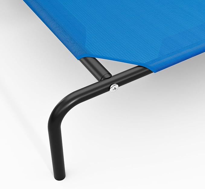 Elevated Cooling Dog Bed for Large Dogs,Waterproof Outdoor Pet Cot with Washable Breathable Mesh,Non-Slip Feet,Comfortable Dry Raised Dog Bed,50.8 x 31 x 8 Inches,Blue