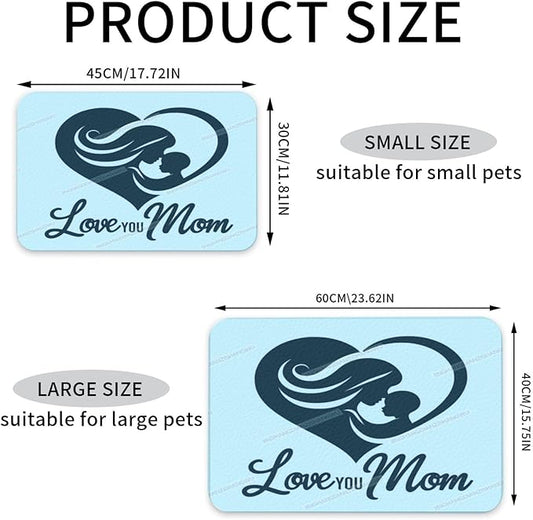 Pet Feeding Mat Happy Mother's Day Floral Gift for Mom Hw Dog Food Mat for Food Water No Stains Quick Dry Dispenser Cat Bowl Mats Messy Drinkers 24x16In