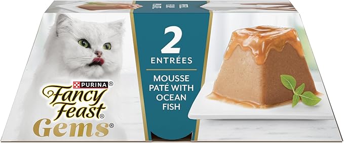 Purina Fancy Feast Gems Pate Mousse with Gravy Wet Cat Food with Ocean Fish - 4 oz. (Pack of 8)