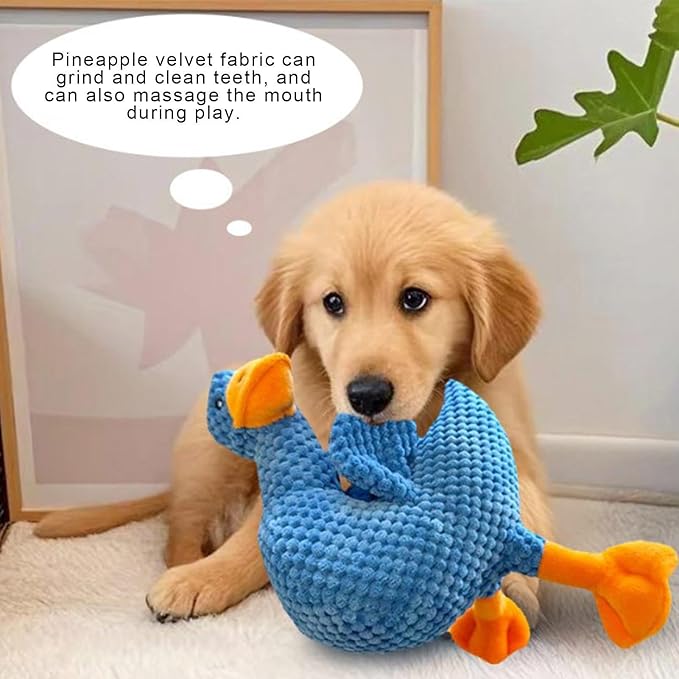 Dog Toys - Squeaky Duck Interactive Chew Toy, Durable Plush Pet Supply for Aggressive Chewers, Teeth Cleaning Play Object | Home Training, Daily Exercise, Outdoor Walks & Travel Companion