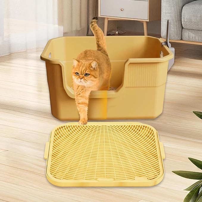 HouseVibe Cat Litter Ramp Trapper Mat Washable Double Layered Trapping Mat with Non-Slip Surface Step for Indoor Cats Balcony Living Room- Small