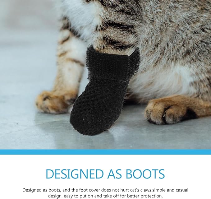 Adjustable Cat Foot Muffs Protective Paw Covers Cat Shoes Claw Caps for Cats Anti-Scratch Comfortable Fit for Feeding Medicine Grooming