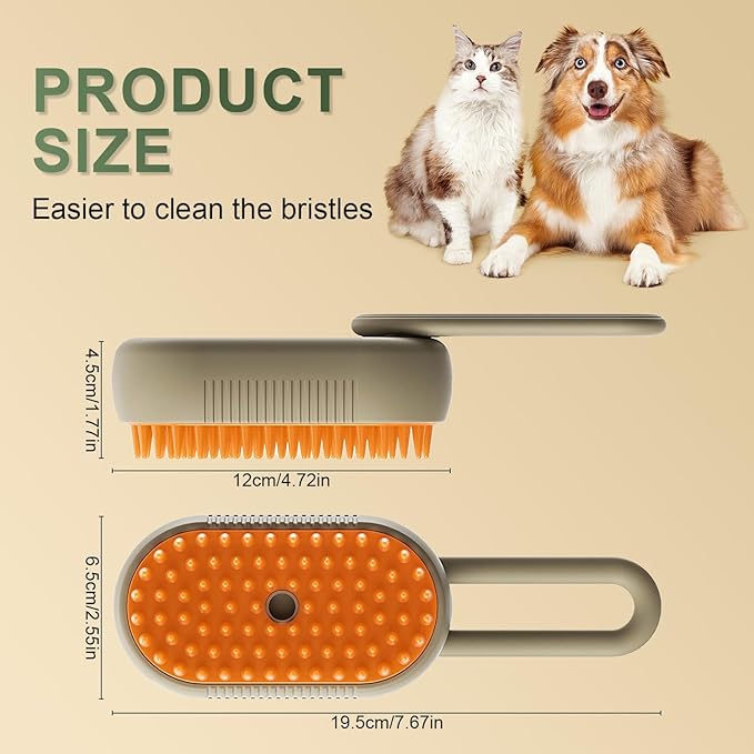 4 in 1 Cat Steam Brush for Shedding, Cat Brush with Steam, Pet Groomer Comb for Massage, Cleaning, Shedding & Combing, Hair Removal Comb for Cats Dogs (2 Pack, For short hair)
