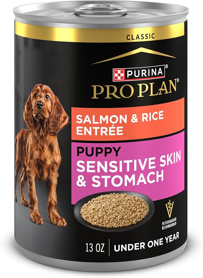 Purina Pro Plan Puppy Classic Wet Dog Food for Sensitive Stomach with Salmon and Rice - (Pack of 12) 12 ct. Cans