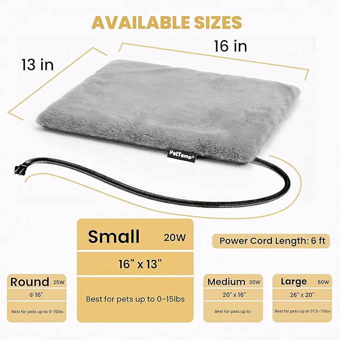Pet Heating Pad for Cats Dogs Indoor & Sheltered Outdoor Waterproof Heated Cat Bed Heated Dog Bed Chew Resistant Cord Constant Temperature Gray Paw Print 16 x 13 Inch