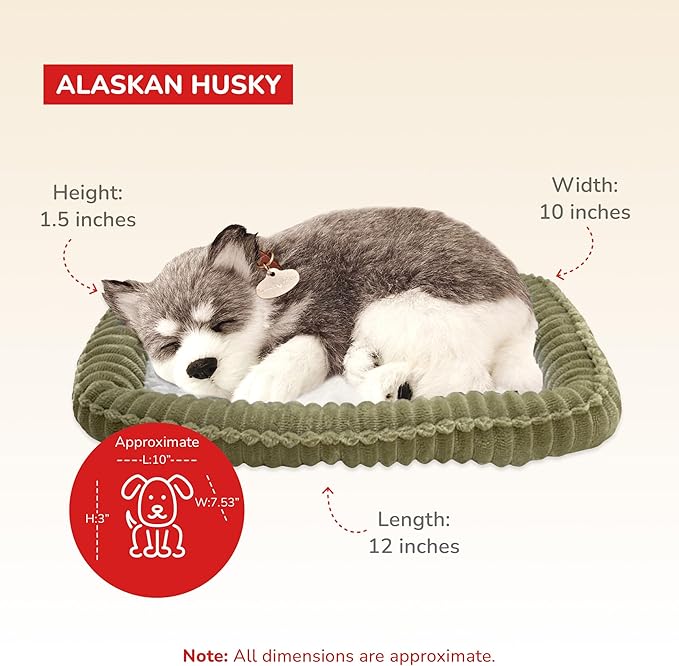 Original Petzzz Alaskan Husky, Realistic Lifelike Stuffed Interactive Pet Toy, Companion Pet Dog with 100% Handcrafted Synthetic Fur