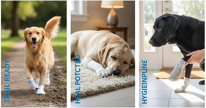20 Pcs Dog Shoe for Walking, Disposable Pet Paw Covers, Waterproof Anti-Dirty M 6.5 x 3 in Non-Woven Fabric Boots for 15-30 lbs Dogs, Hygienic Pet Supplies