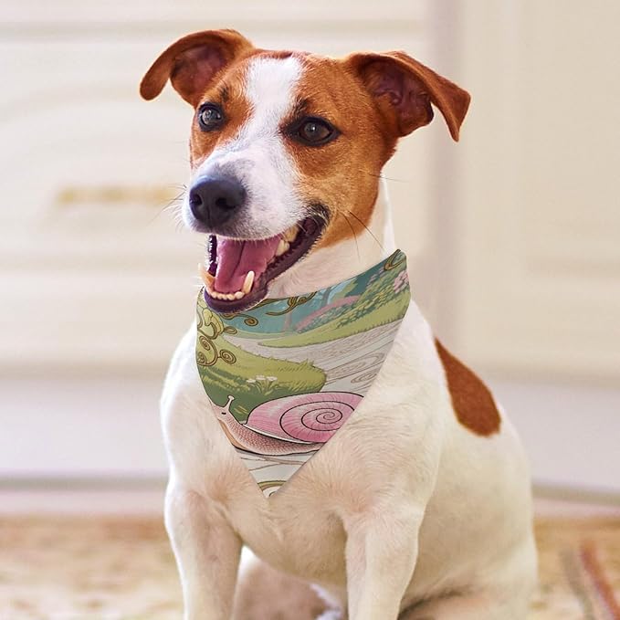 Dog Bandana Spring Pet Scarf Adjustable Triangle Snail (Art Nouveau) Printing Dog Bib Washable Polyester Puppy Bandana for Small Medium Large Dogs Cat Birthday Party Supplies