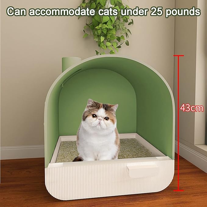 Large Litter Box with Odor Control Carbon Filter, Enclosed Plastic Cat Litter Box with Handy Litter Scoop,Drawer Type Cat Toilet,Perfect for Medium Cats (Color : Pink)