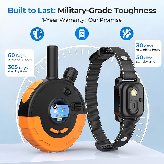 RPZ Dog Shock Collar with Remote Control, Dog Training Collar, E Vibration Collar for Large Medium Small Dogs, 4 Training Modes Rechargeable IPX7 Waterproof 4200FT, 2pcs