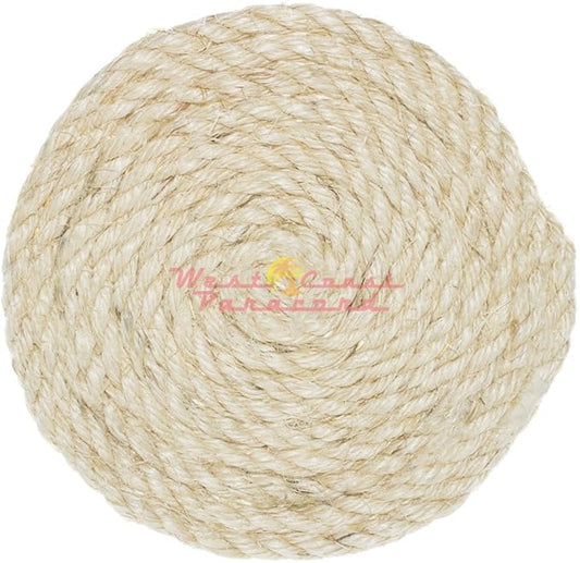 3/8-inch Twisted Sisal Rope - 100 Feet - Oil and - Environmentally Friendly - Intended for Cat Scratching Posts, Pet Toys, and More