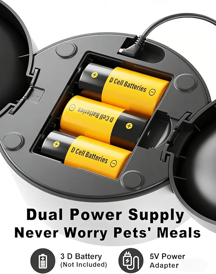 Automatic Cat Feeder, 2.4GHz WiFi Automatic Dog Food Dispenser, Fresh Protection, 4L Timer Feeder, Personalized Recording 10 Seconds, Easy to Clean, Stainless Steel Bowl (Double/Black)