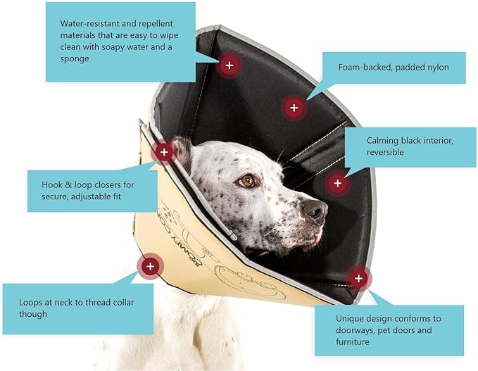 All Four Paws Comfy Cone Pet Cone for Dogs, Cats, XX-Large, Black - Comfortable Soft Dog Cone Collar Alternative for After Surgery, Wound Care, Spay, Neuter - Dog and Cat Recovery Elizabethan-Collar