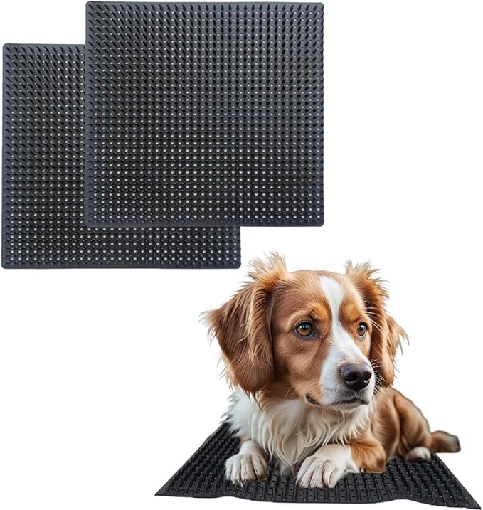 2 PCS Dog Scratching Post Pad, Soft Touch Itch Relief Pad for Horse Cow Goat Sheep, PVC Dog Back Scratcher, Massage Bed Massage Brush for Wooden Stake Wall Sofa Ground 11.8 x 11.8 Inch