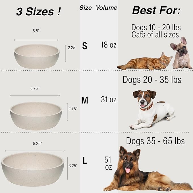 Loving Pets - Dolce Bamboo - Eco-Friendly Pet Bowls & Dishes for Dog, Cats, Puppy Food and Water Bowl -Sustainable and Dishwasher Safe, Made with Real Bamboo (Small, Oat-Beige)