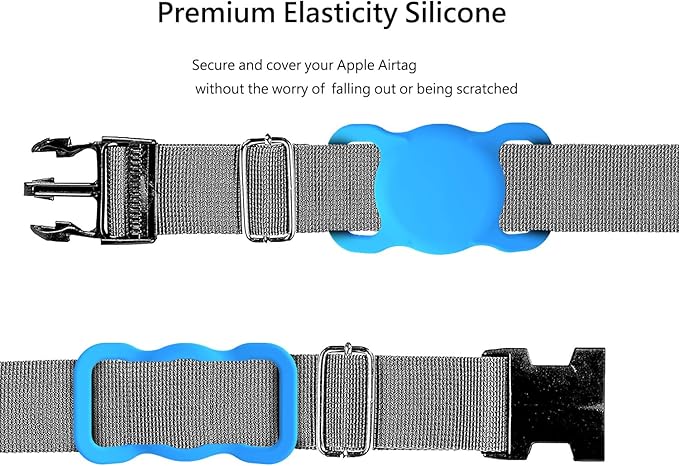 SWINCHO for AirTag Dog Collar Holder [2 Pack] Waterproof High-Strength Elastic Silicone Dog Cat Air Tag Holder(Blue&Pink)