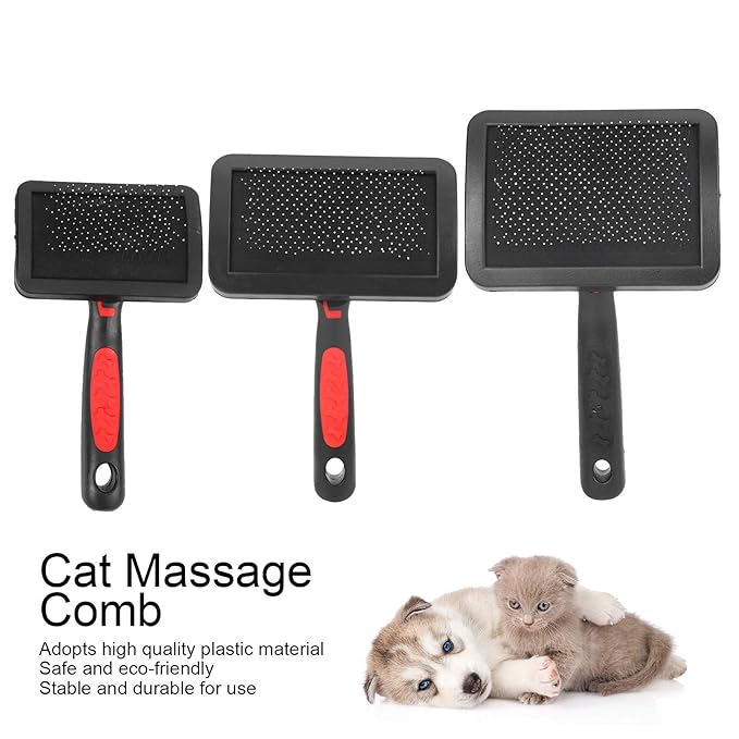 Tyenaza 3pcs Portable Cat Dog Slicker Brush, Pet Cat Grooming Brush Massage Comb Set Accessory