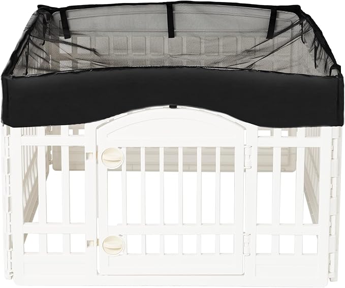 Dog Playpen Mesh Top Cover for 36" Inch Pet Playpen with 4 Panels, Dog Crate Cover Pet Tent Puppy Play Pen Cover, Ideal for Indoor/Outdoor Use. Note: Playpen Not Included (Pure Black)