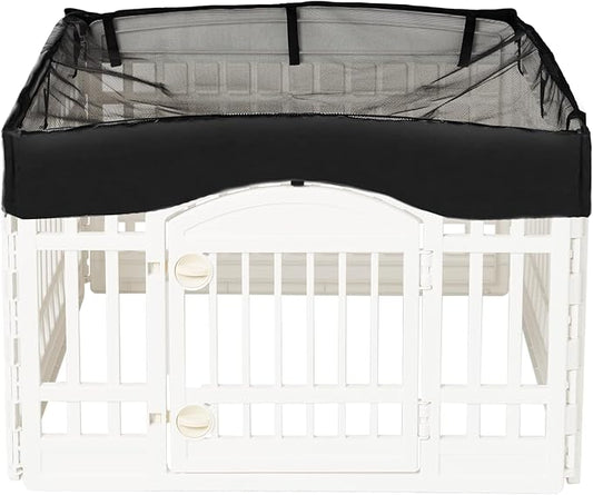 Dog Playpen Mesh Top Cover for 36" Inch Pet Playpen with 4 Panels, Dog Crate Cover Pet Tent Puppy Play Pen Cover, Ideal for Indoor/Outdoor Use. Note: Playpen Not Included (Pure Black)