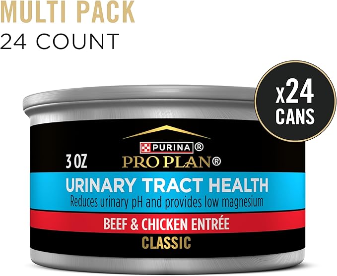 Purina Pro Plan Urinary Tract Health Beef and Chicken Entree Classic Cat Food - (Pack of 24) 3 oz. Pull-Top Cans