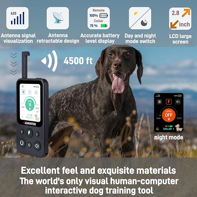 Shock Collar for Dog 126 Training Levels,4Powerful Modes with 2.8inch LCD high-Definition display100% Safe Training Collar for Large Medium Small Dogs IPX7 Waterproof Blue