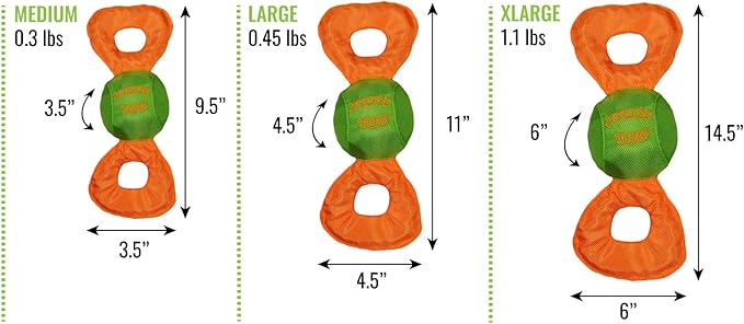 Jolly Pets Jolly Tug Dog Tug and Squeak Toy, Extra Large (Assorted Colors) (Pack of 3)