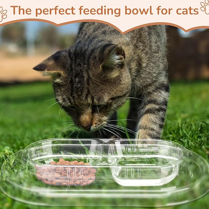 24 Pcs Disposable Pet Bowls Anti Ant Cat Dog Food Bowls Large Cat Wet Food Dishes Plastic Double Dish Water No Spill Non Tip Non Slip for Outdoor Pets Small Medium Size Dogs