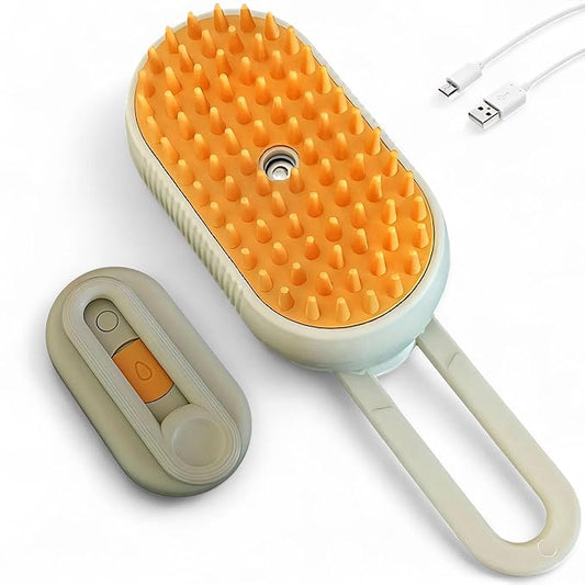 Pet Steam & Mist Grooming Brush for Cats & Dogs – Soft Silicone Bristles for Gentle Massage & Shedding, Anti-Static Hair Removal – Rechargeable, Easy to Clean