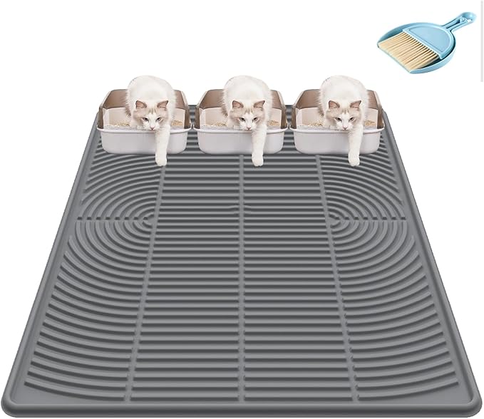Silicone Cat Litter Mat XL, 47'' x 35'', Extra Large Waterproof Trapping Mat for Litter Box, Easy Clean & Non-Slip