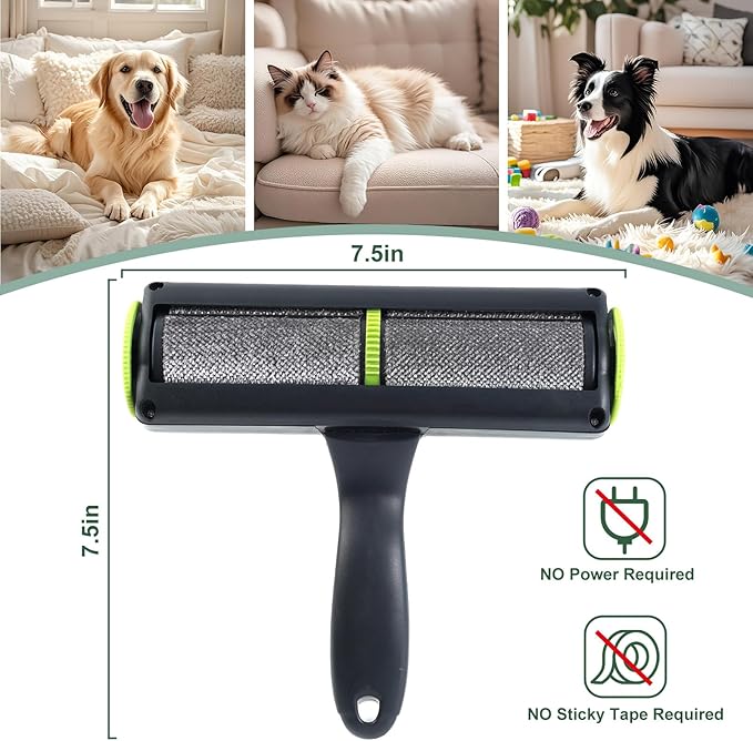 Pet Hair Remover, Resurable Lint Roller for Pet Hair, Cat and Dog Hair Remover for Furniture, Couch, Carpet, Clothing and Bedding - Portable, Multi-Surface Fur Removal Tool