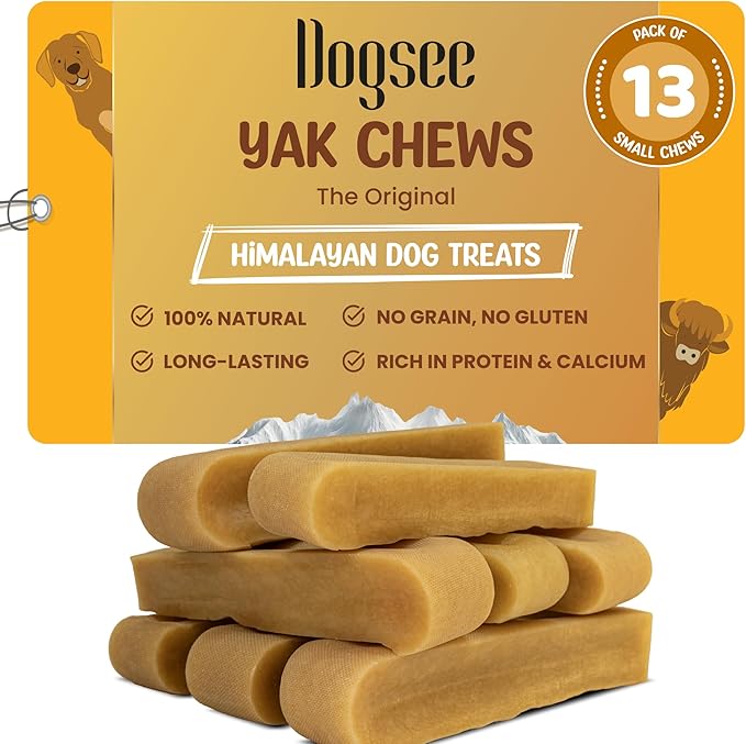 Dogsee Original Yak Cheese Himalayan Dog Chews 1lb (Small- 13 Bars) | 100% All Natural | Dog Treats Small Breed | Dog Chews Long Lasting for Aggressive Chewers | High Protein | Dental Sticks