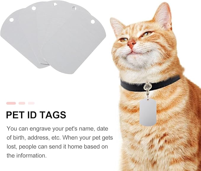 Alasum 20pcs Blank Aluminum Dog Tags 38x25mm Silver Metal Pet Id Tags for Engraving Sturdy Pet Supplies for Dogs and Puppies