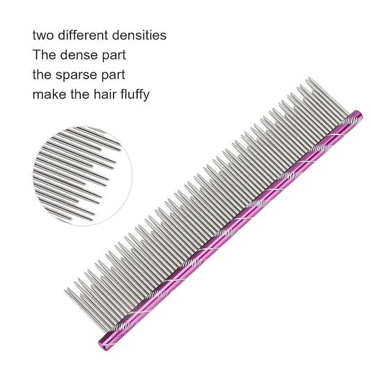 Dioche Stainless Steel Cat Comb for Gentle Grooming and Detangling – Pet Hair Removal Tool with Density Teeth for Breeds (Purple)