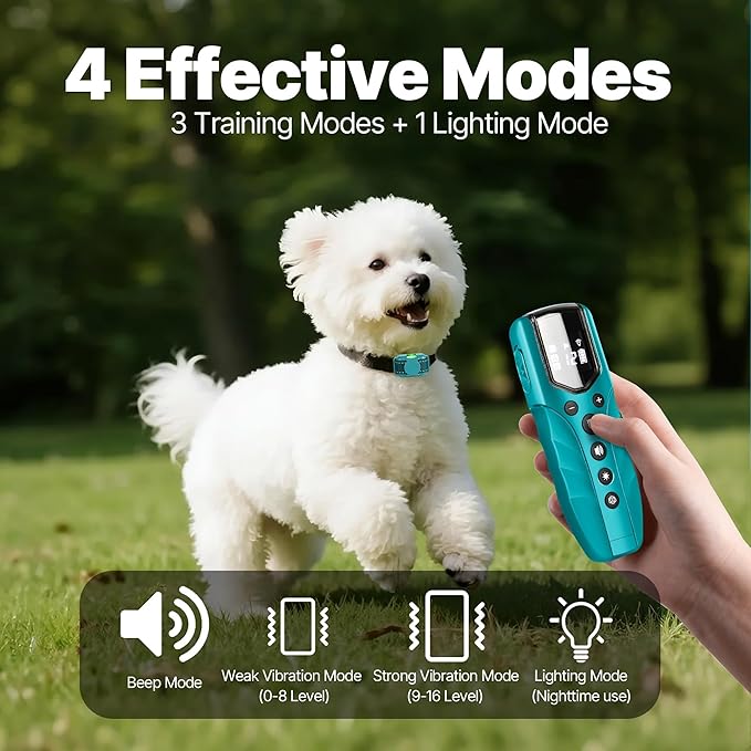 Lightest No Shock Dog Training Collar with 2000ft Remote,Tiniest Vibrating Dog Collar,Vibration Collar for Small Dogs 5-15lbs & Medium Large Dogs, Safe Lock, Beep, Vibrate, No Prongs, Waterproof,Cyan