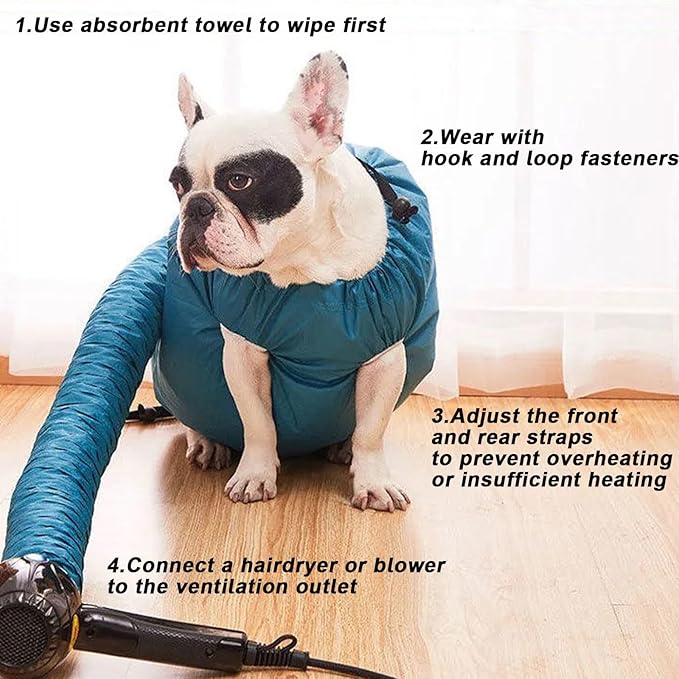 Dog Dryer and Cat Dryer Pet Drying Bag with 23.6 in Drying Towel Quick Drying Kit for Dog Afraid of Hairdryers (S)
