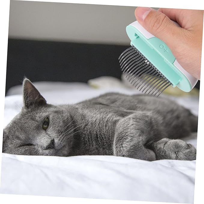 Cat Hair Comb Mint Green Pet Grooming Brush for Long and Hair Cats Gentle Shedding Removal Detangling Massage Tool Portable Lightweight Design