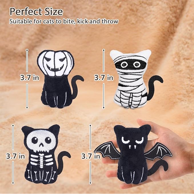 Retro Shaw Cat Toys 4Pcs, Catnip Toys for Indoor Cats Kitty, Durable Crinkle Sound Interactive Cat Nip Kicker Kitten Toys for All Breeds