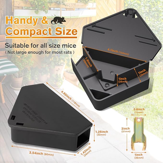 Mouse Station with Keys Black 24 Pack, Key Required Mouse Stations, Mice Stations, Keeps Children and Pets Safe Indoor & Outdoor
