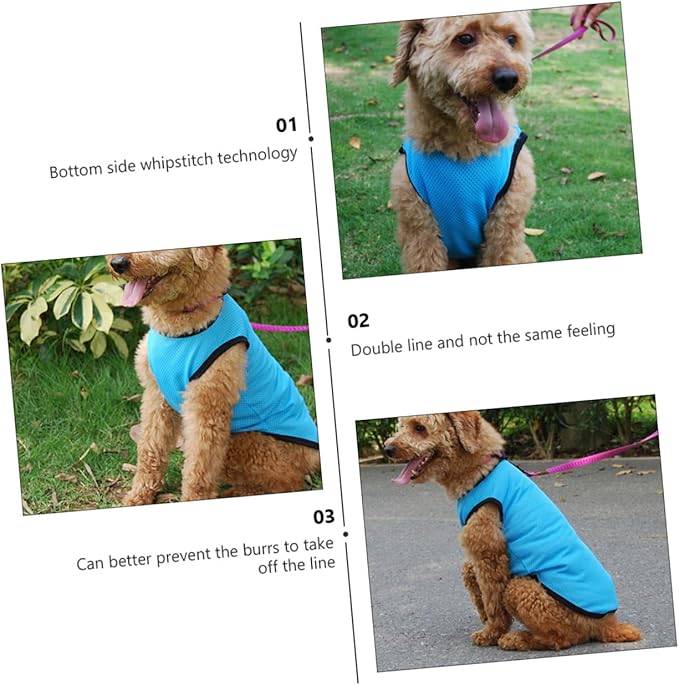 Pet Dog Cooling Vest Breathable Sleeveless Mesh Shirt Blue M Summer Cooling Clothes Puppy Summer Costume Pet Supplies