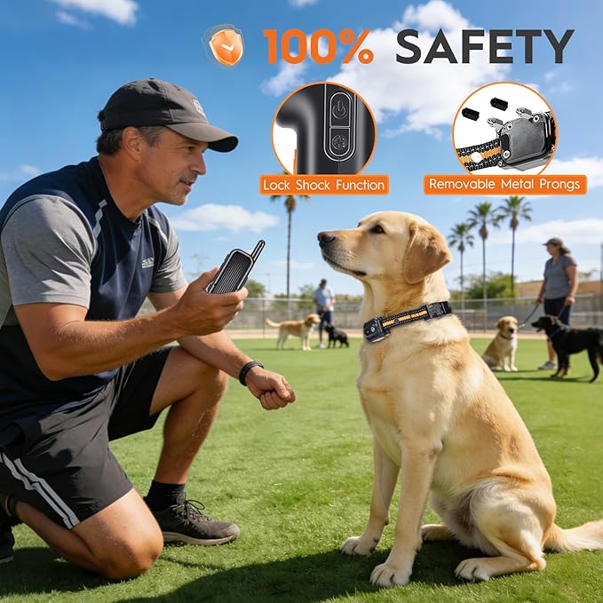 Dogs Shock Collar with Remote 3300FT Dog Training Collar IPX7 Waterproof Rechargeable Shock Collar for All Breed Dogs with Beep, Vibration, Safety Shock, Security Lock 10-120 lbs