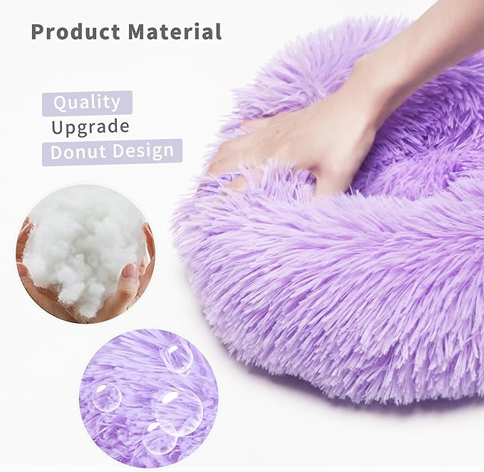 Chinchilla Bed Purple for Cage Fluffy Round Beds for Small Animals Washable Anti Slip 11.8 inch