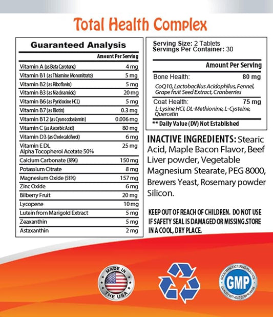 cat Teeth Treats - CAT Total Health Formula - Hair Skin Teeth Eye Urinary Health - Immune Boost - cat Immune Health - 3 Bottles (180 Tablets)