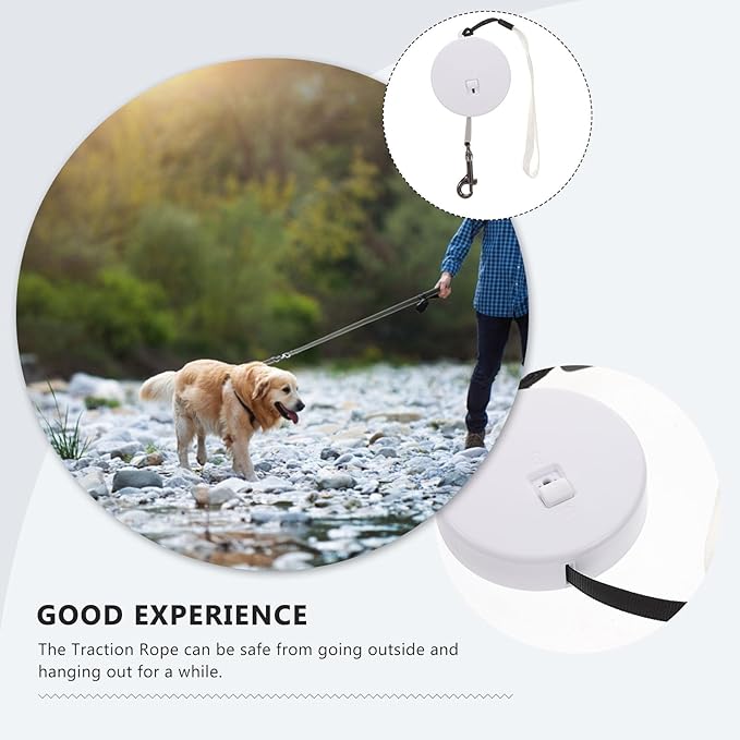 Garneck Retractable Dog Leash 3 Meter Length Adjustable Rope Leash for Small and Large Dogs Outdoor Walking Pet Supplies White Round Handle Random Color