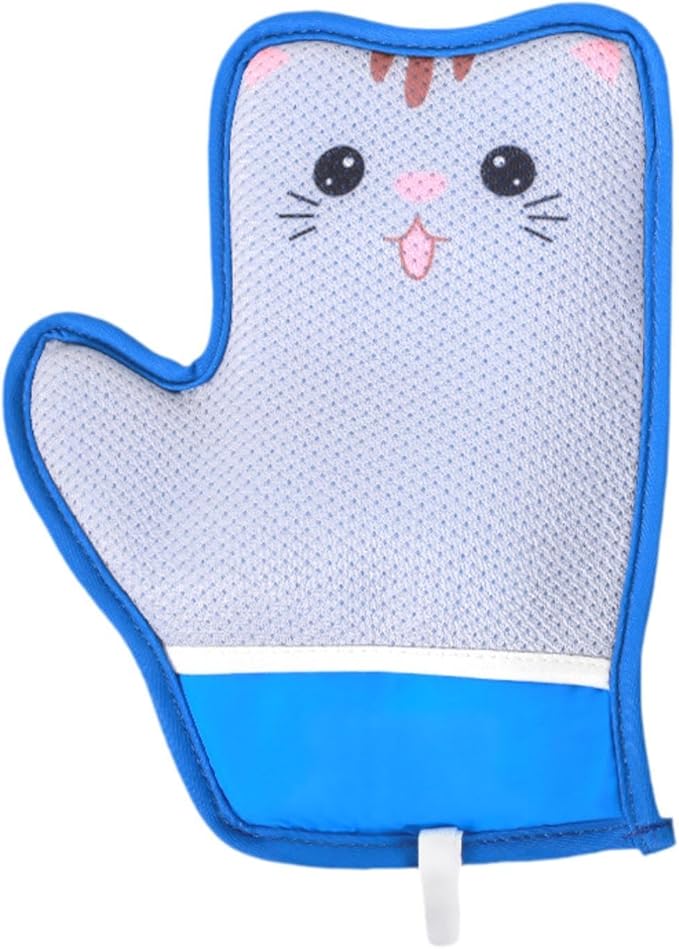 Cat Grooming Glove Brush Pet Hair Remover Mitt,Reusable,Hook Design,Portable Massage Detangling Shedding for Rabbits Clothes, Cat Pattern