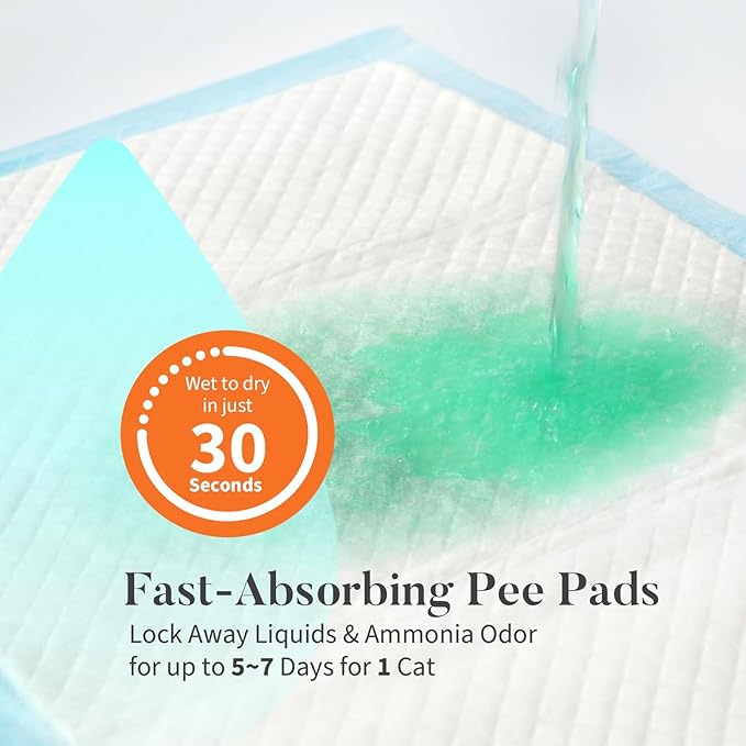 60 Count Cat Litter Pads for Tidy Cats Breeze System, Cat Pad Refills for Litter Box, Thickened Super Absorbent Pee Pad, Odor Control & Leak-Proof, Unscented 16.9" X 11.4"