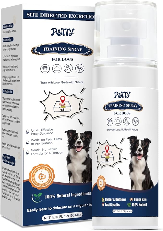 Potty Training Spray for Dogs, Go Here Dog Potty Training Spray & Dog Pee Spray, Puppy Potty Training Aid for Housebreaking, Natural Indoor & Outdoor Use, Blue