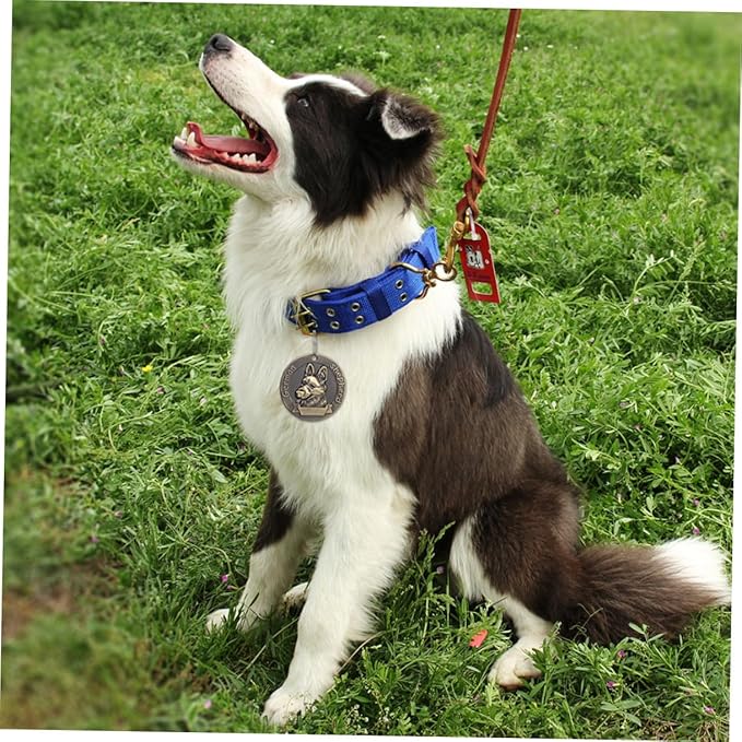 Uonlytech 4pcs Retro Metal Dog Tags Pet Hanging Charms German Shepherd Id Name Tags Vintage Bronze Dog Collar Accessories for Pet Supplies